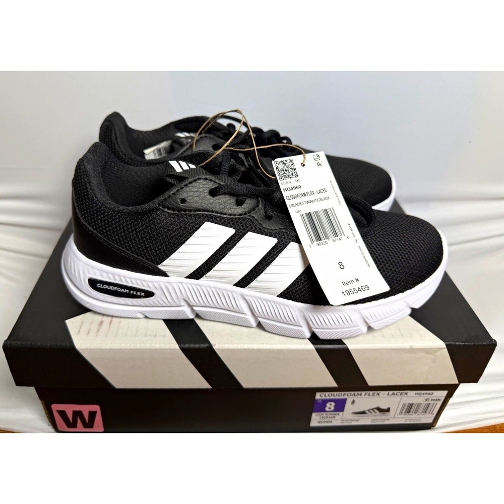 AC Flex Women's Black/White Lace-Up Mesh Low Top Sneakers HQ4960